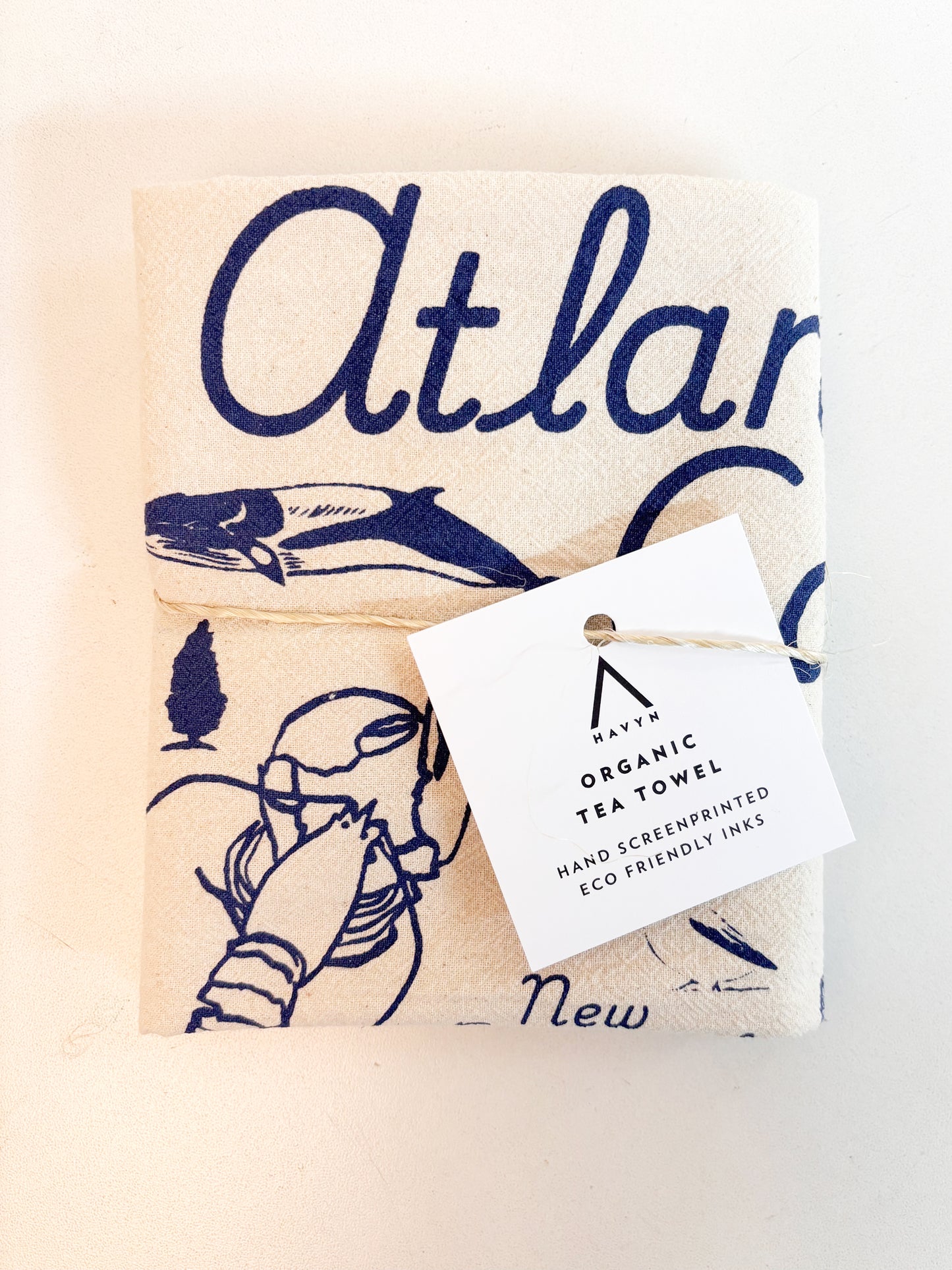 Atlantic Canada Commemorative Hand Printed Organic Tea Towel