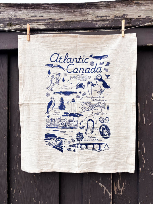 Atlantic Canada Commemorative Hand Printed Organic Tea Towel