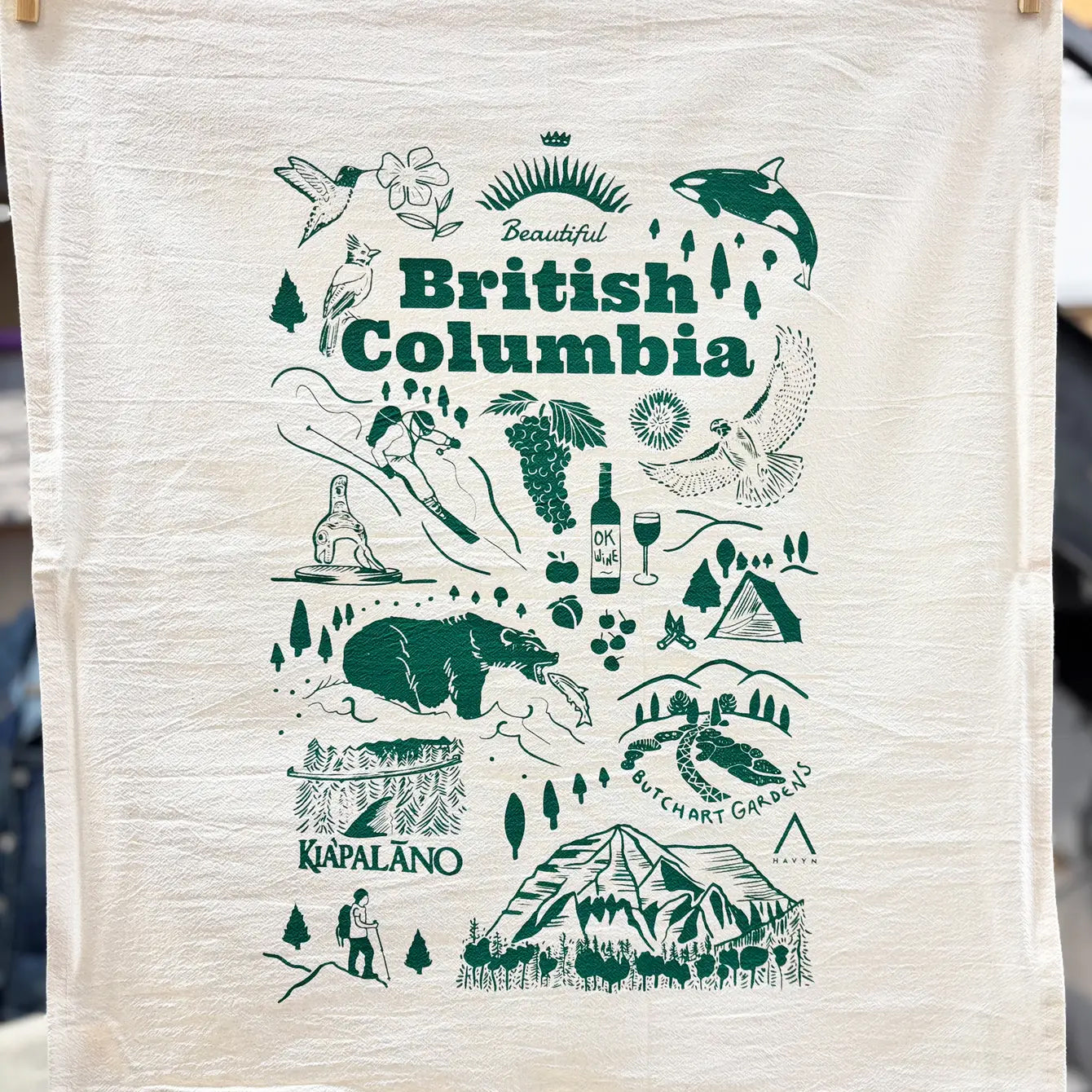 British Columbia Commemorative Hand Printed Organic Tea Towel