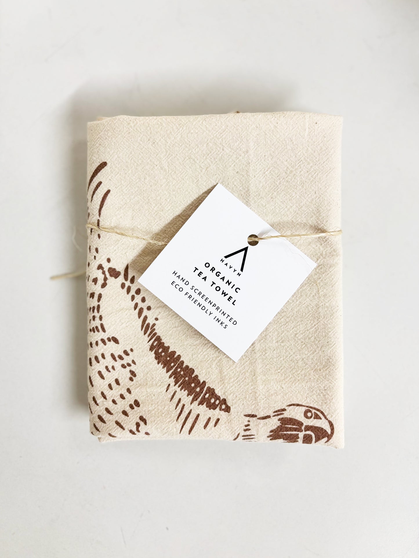 Hand Screen Printed Tea Towel | Organic Cotton Floursack | Hawk