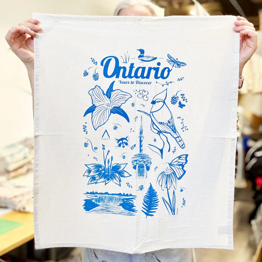 Ontario Commemorative Hand Printed Organic Tea Towel