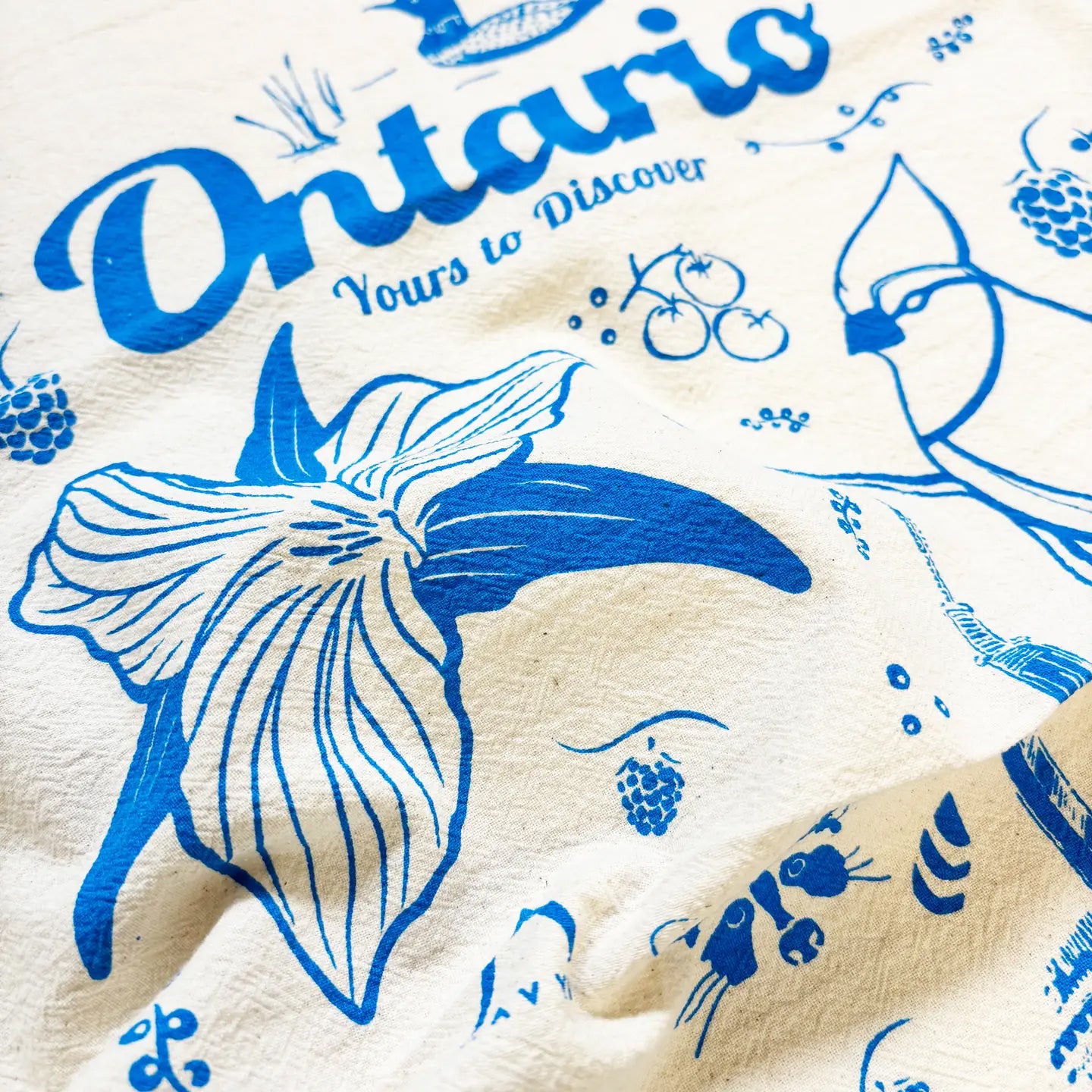 Ontario Commemorative Hand Printed Organic Tea Towel