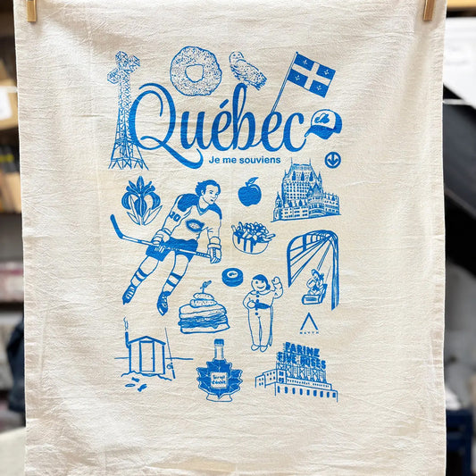 Quebec Commemorative Hand Printed Organic Tea Towel
