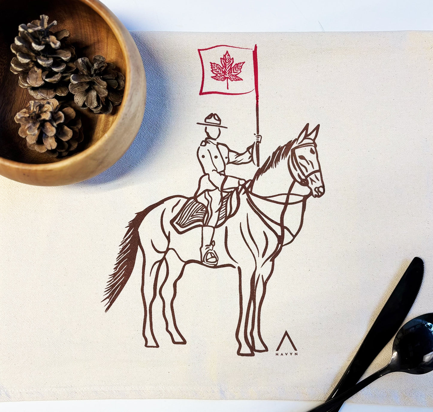 RCMP Hand Printed Organic Tea Towel