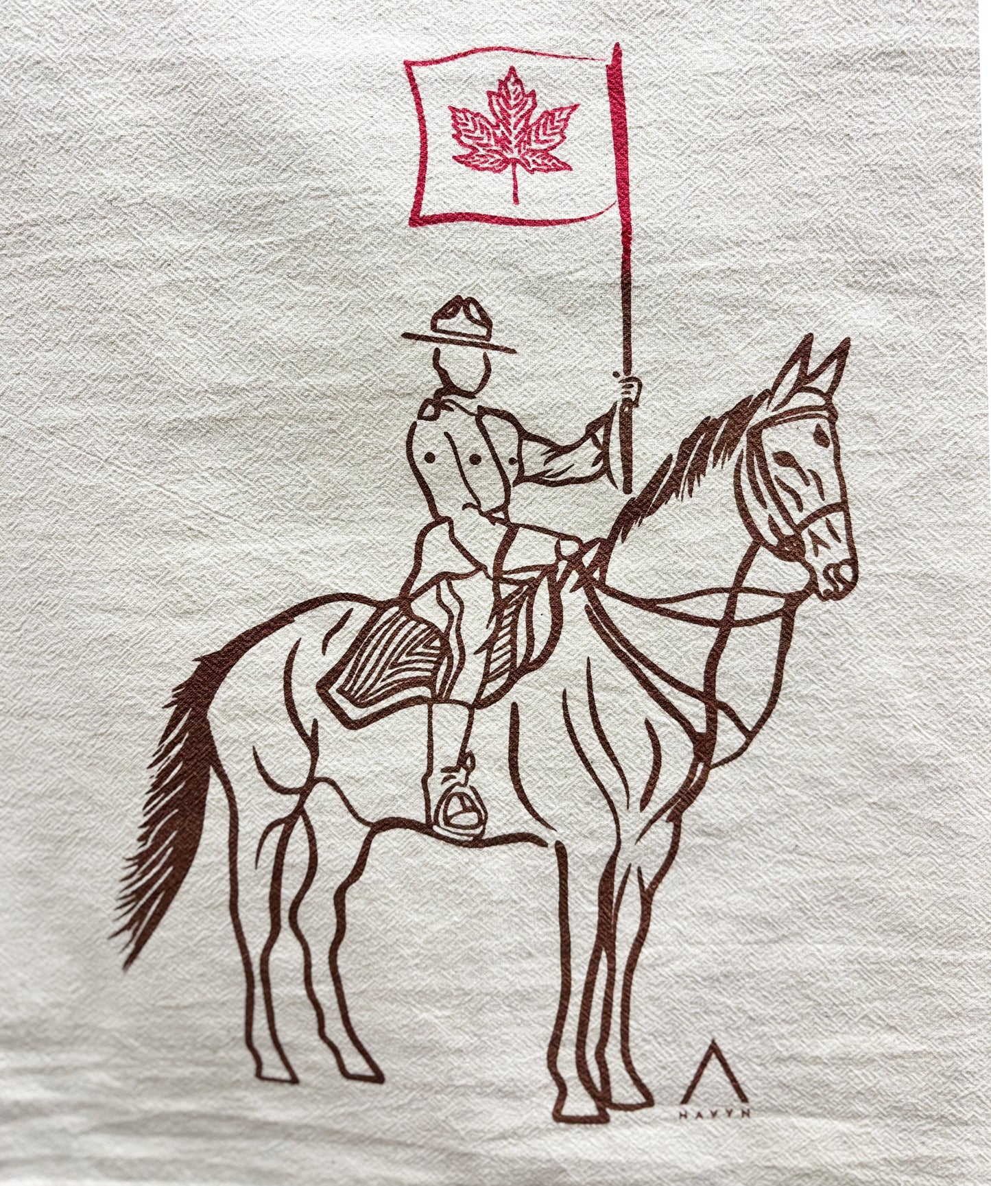 RCMP Hand Printed Organic Tea Towel