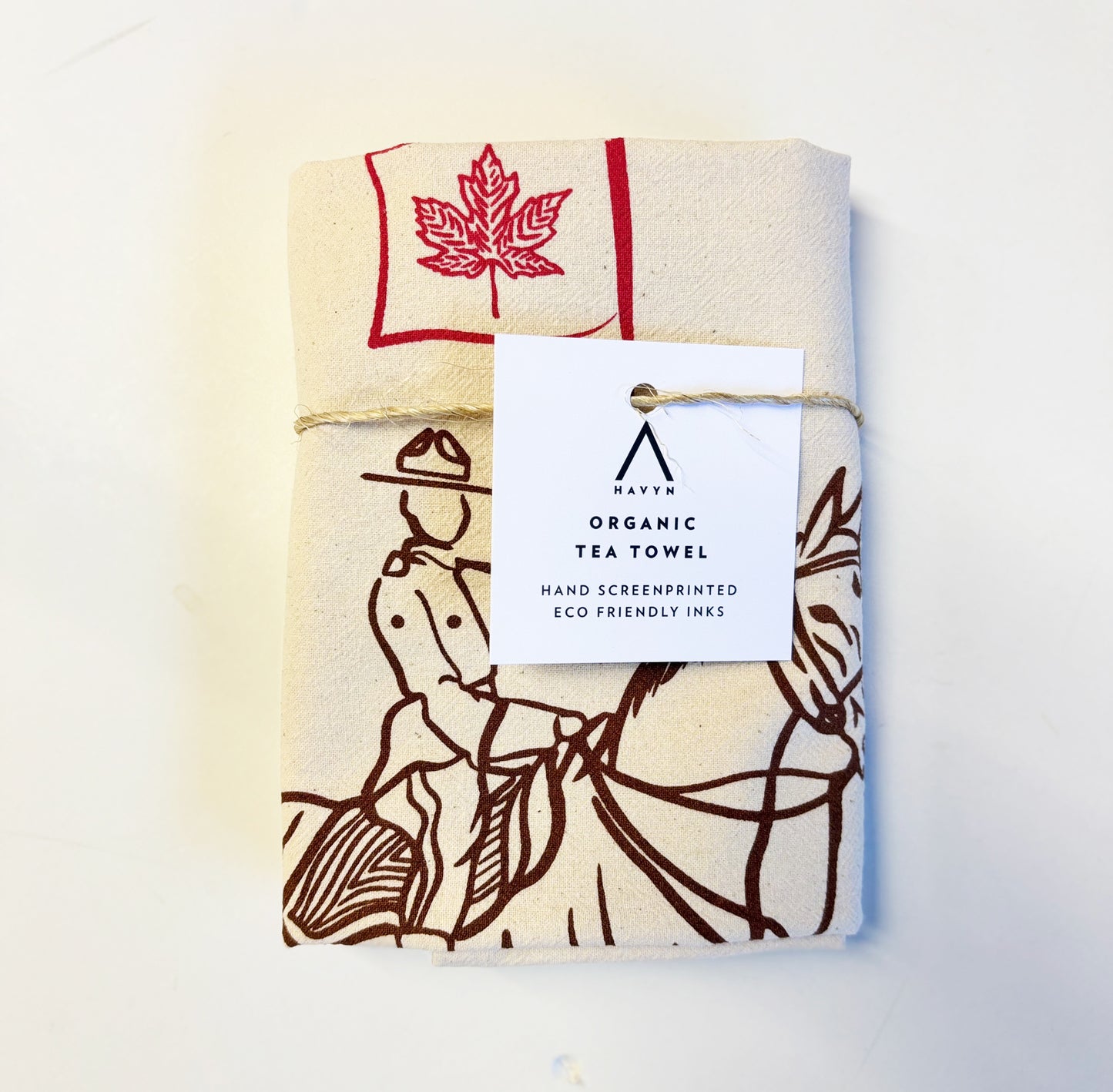 RCMP Hand Printed Organic Tea Towel