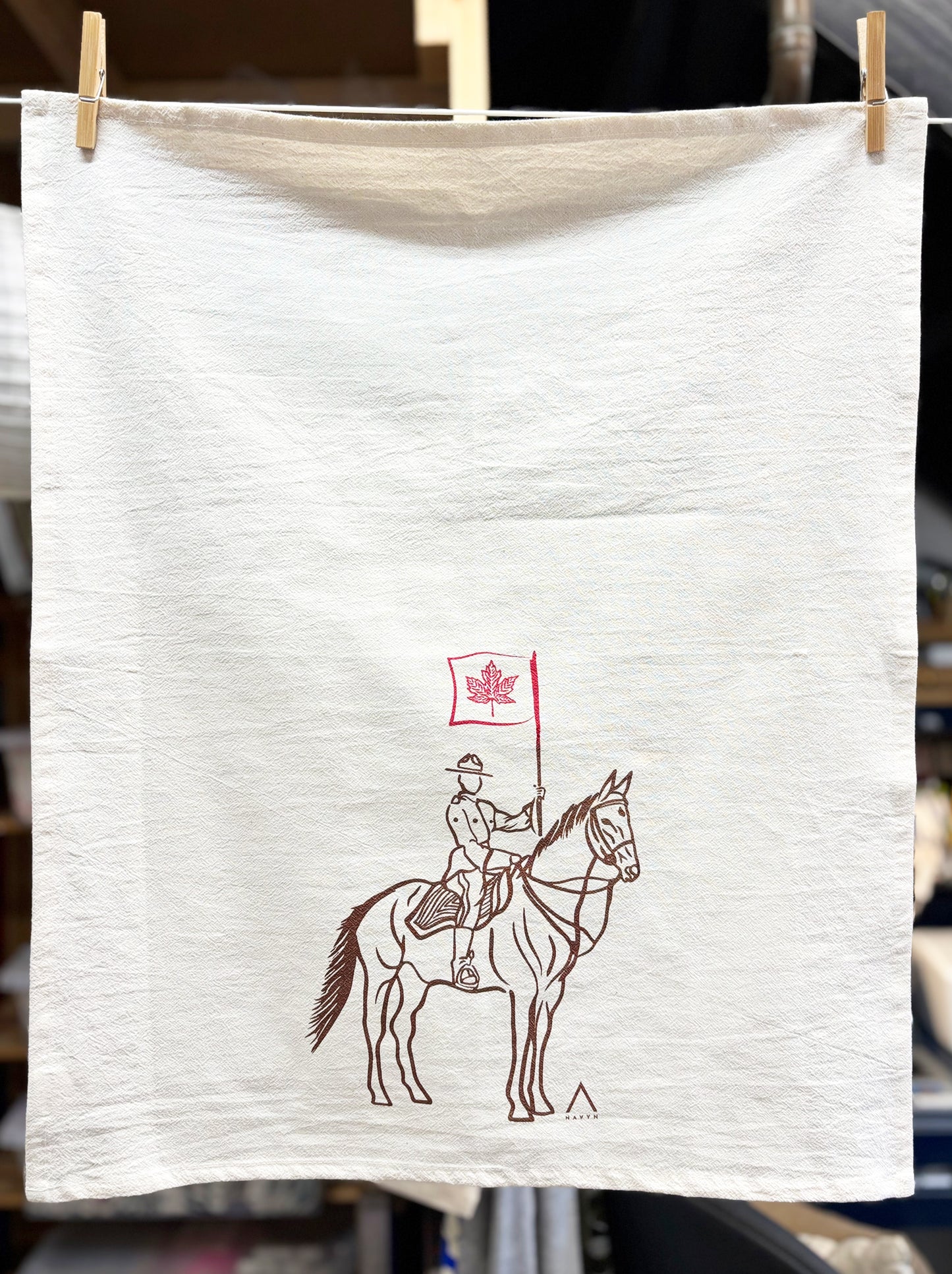 RCMP Hand Printed Organic Tea Towel