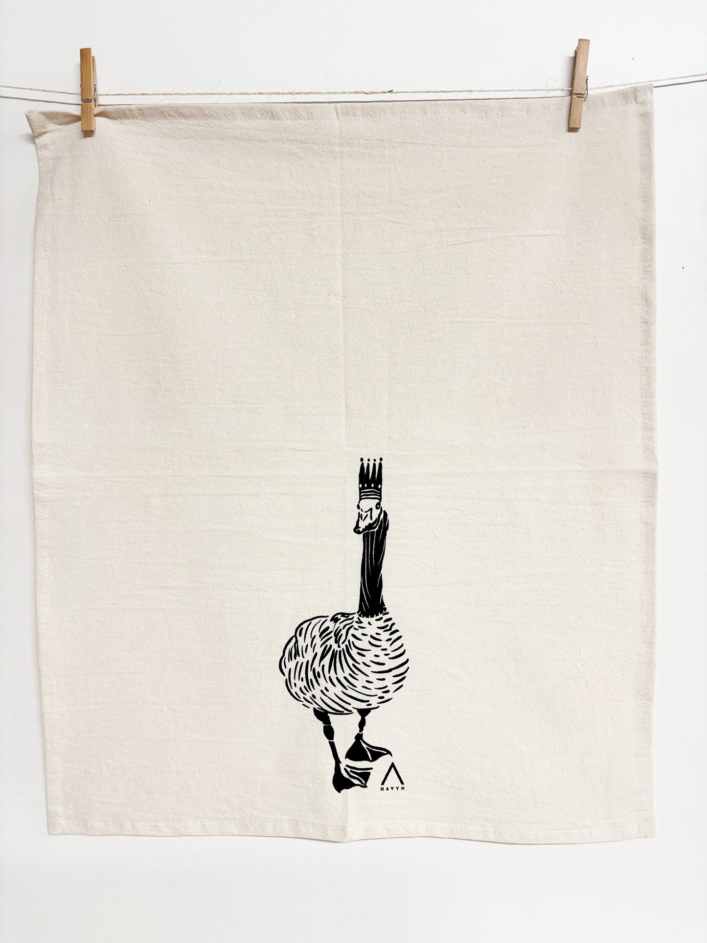 Organic Tea Towel | Royal Canadian Goose | Black Eco Ink