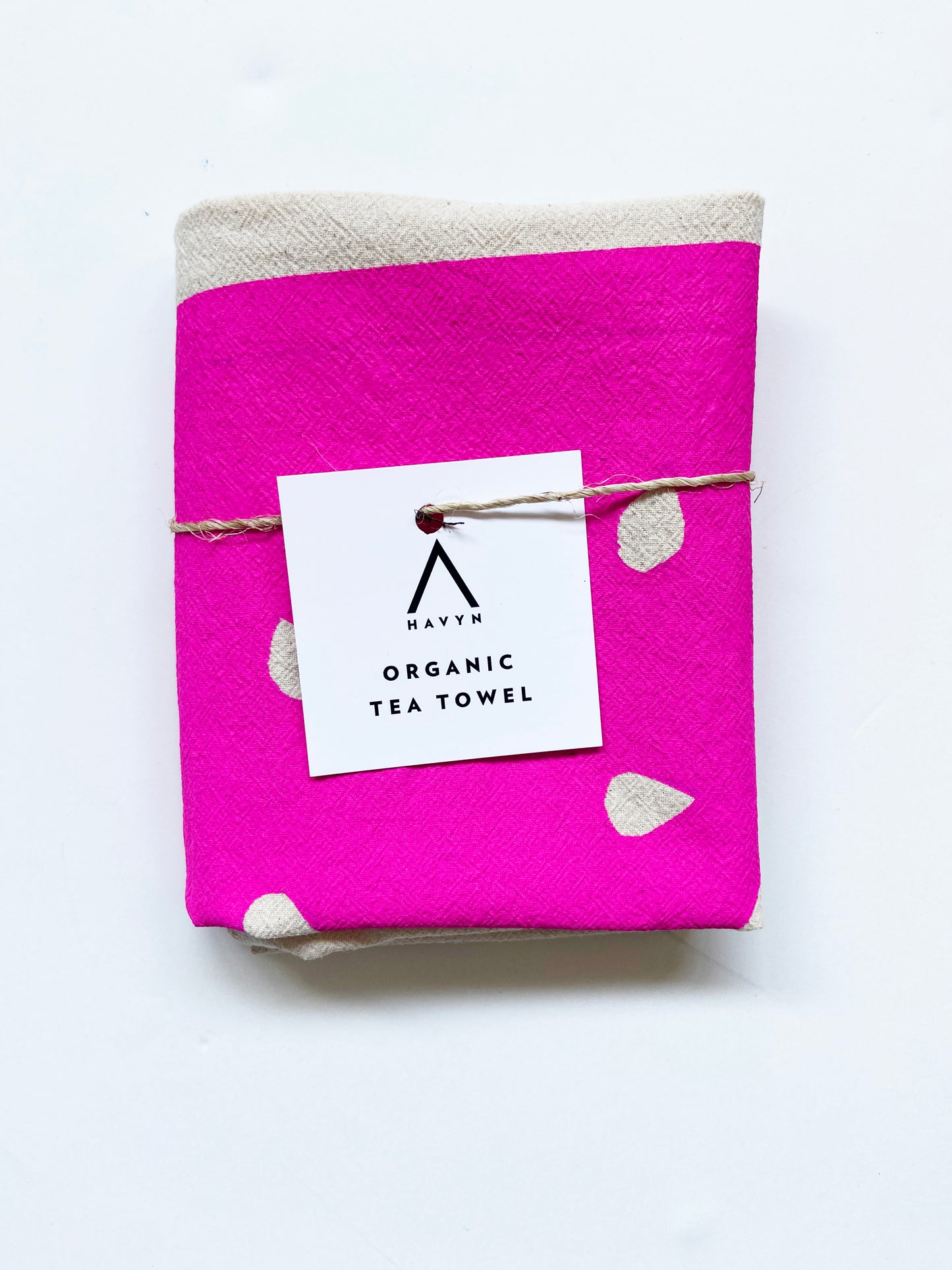 Watermelon Hand Printed Organic Tea Towel - Pink and Green