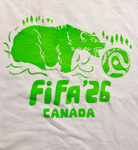 Tshirt Youth Limited Edition BEAR Green on Blue Canada FIFA 2026 Original Screen Print