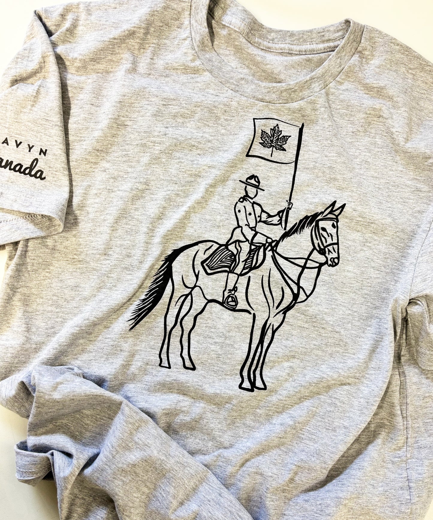 Canadian Mounted Police RCMP Tee - Hand Screen Printed - Eco Inks - Heather Grey