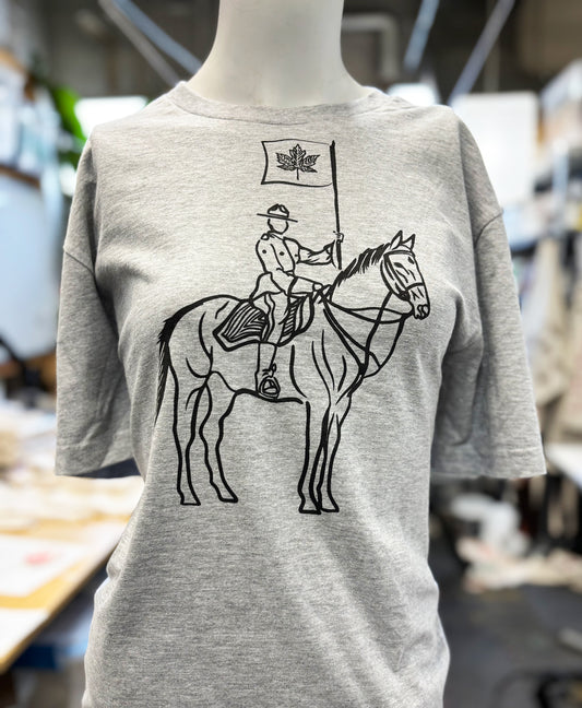 Canadian Mounted Police RCMP Tee - Hand Screen Printed - Eco Inks - Heather Grey