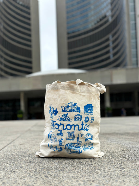 Toronto Cotton Tote Blue Hand Printed Every Day