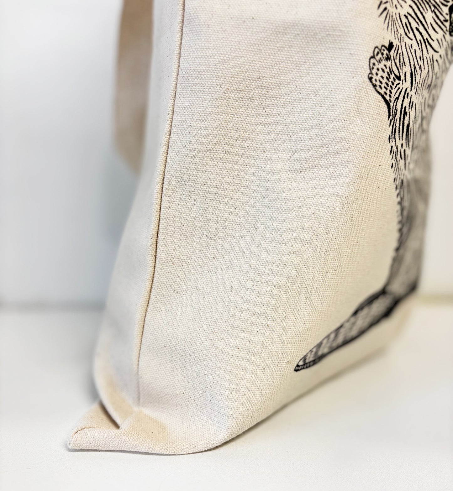 Beaver Tote Bag Hand Screen Printed Natural Canvas