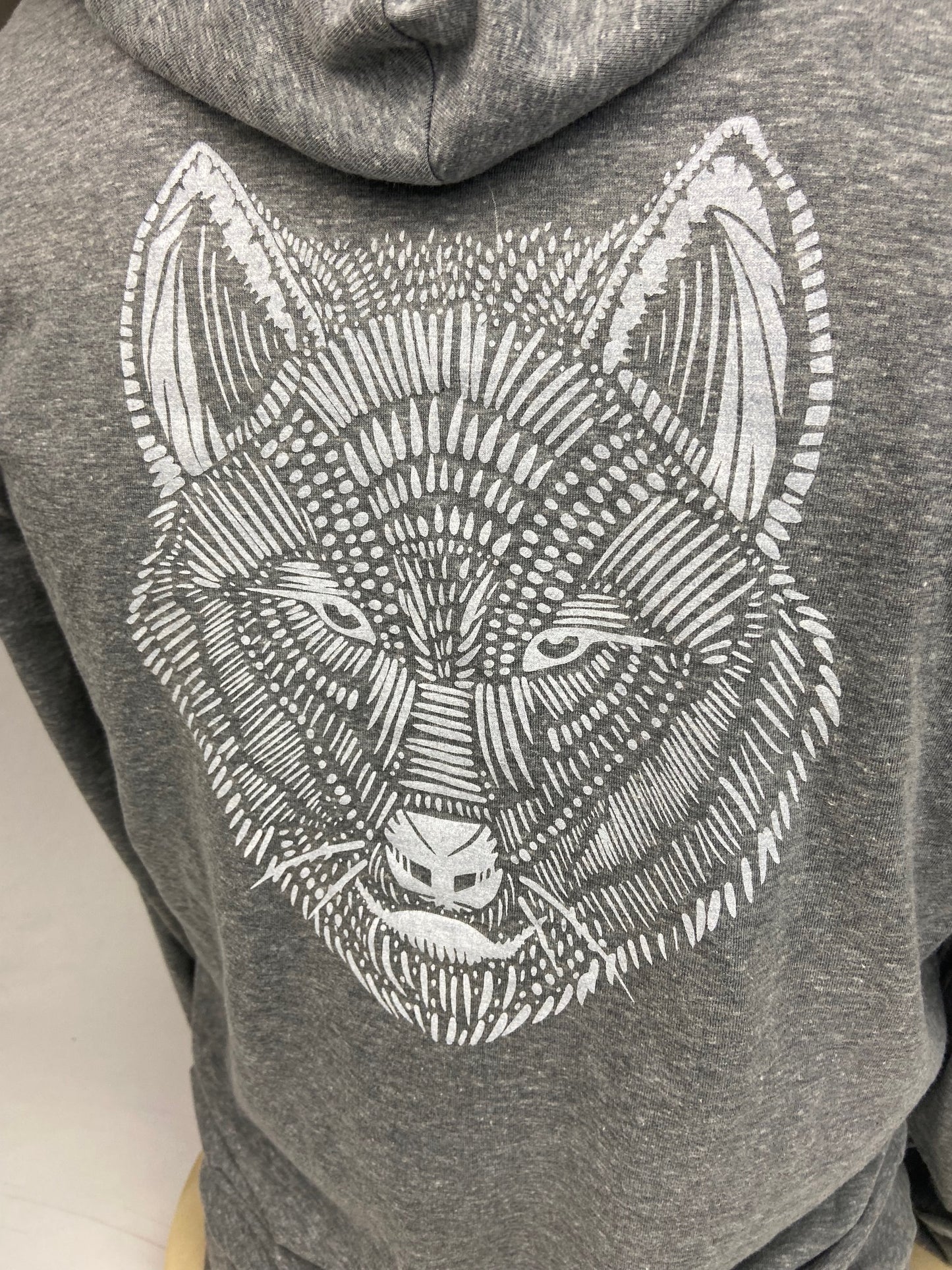 Unisex Triblend Full-Zip Light Recycled Hoodie - Wolf on Back