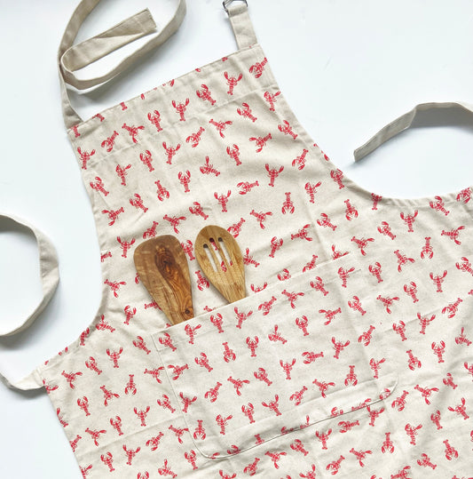 Unisex Apron - Lobster Pattern - Natural Cotton Canvas