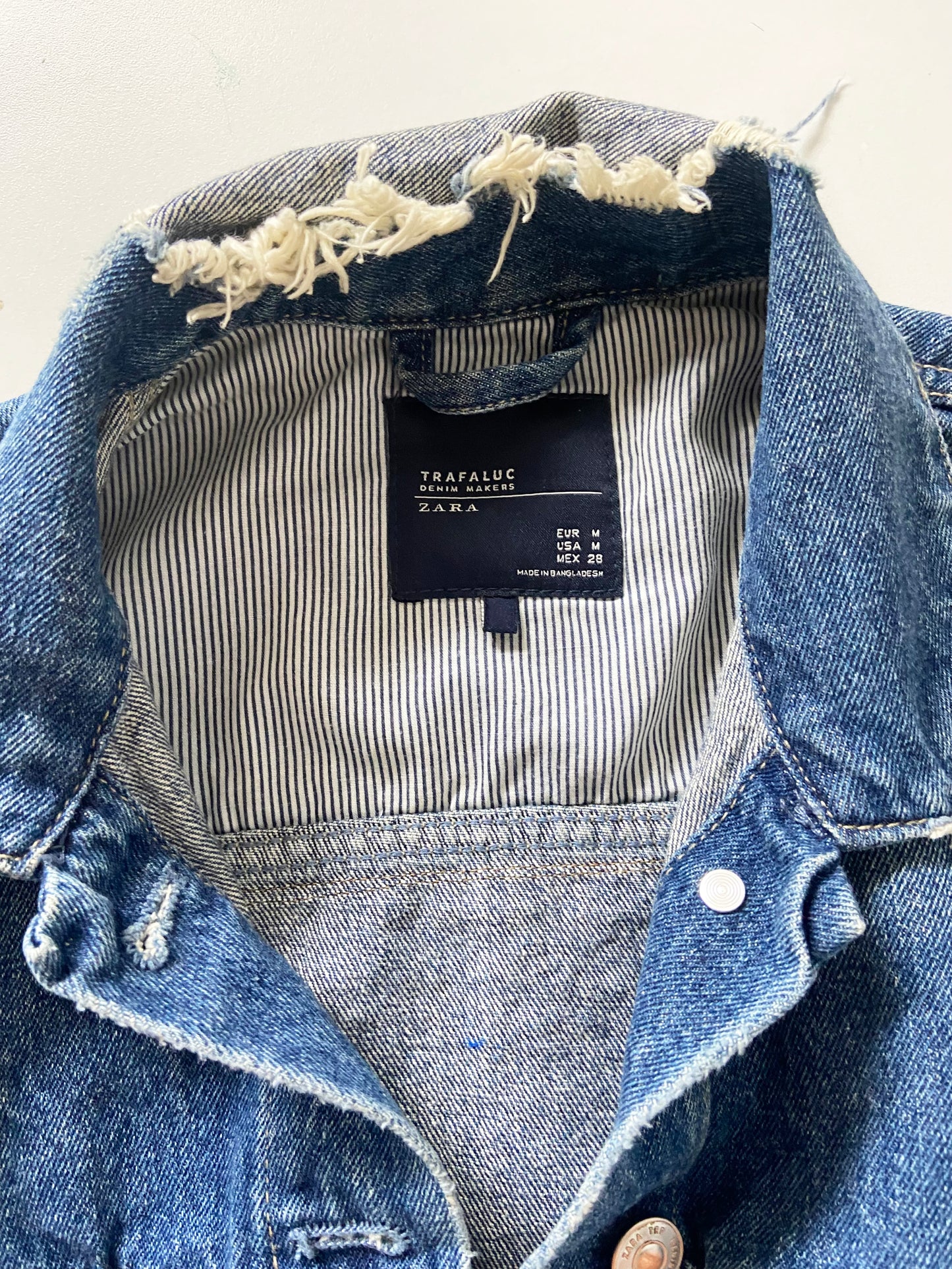 One of a Kind Upcycled Jean Jacket with Hand Printed Elk Sunset Organic Cotton Fabric
