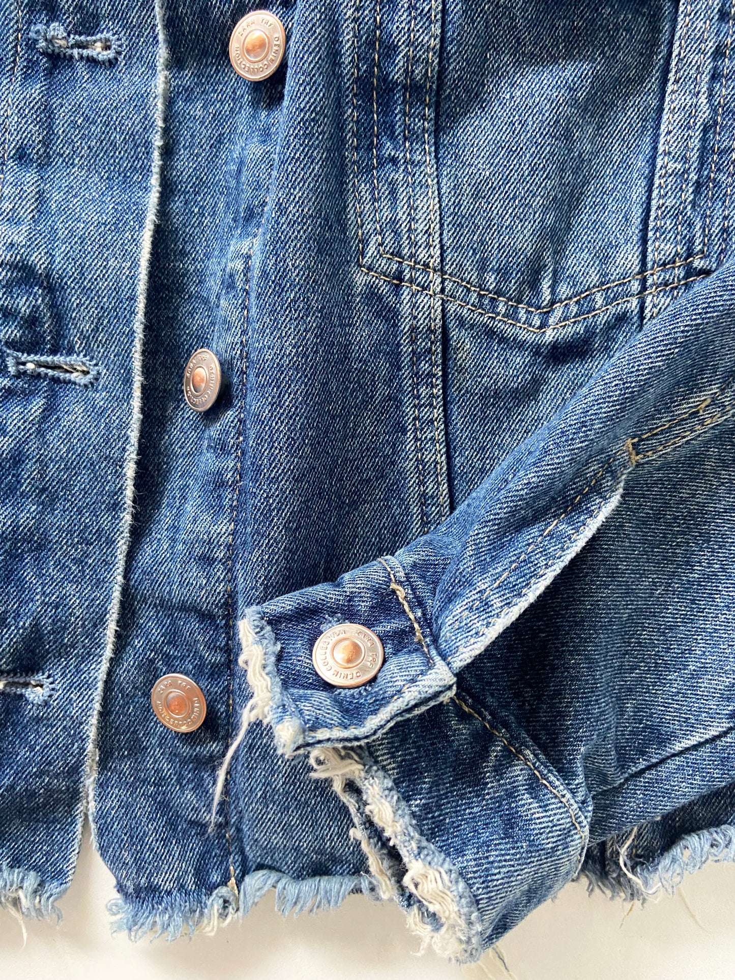 One of a Kind Upcycled Jean Jacket with Hand Printed Elk Sunset Organic Cotton Fabric