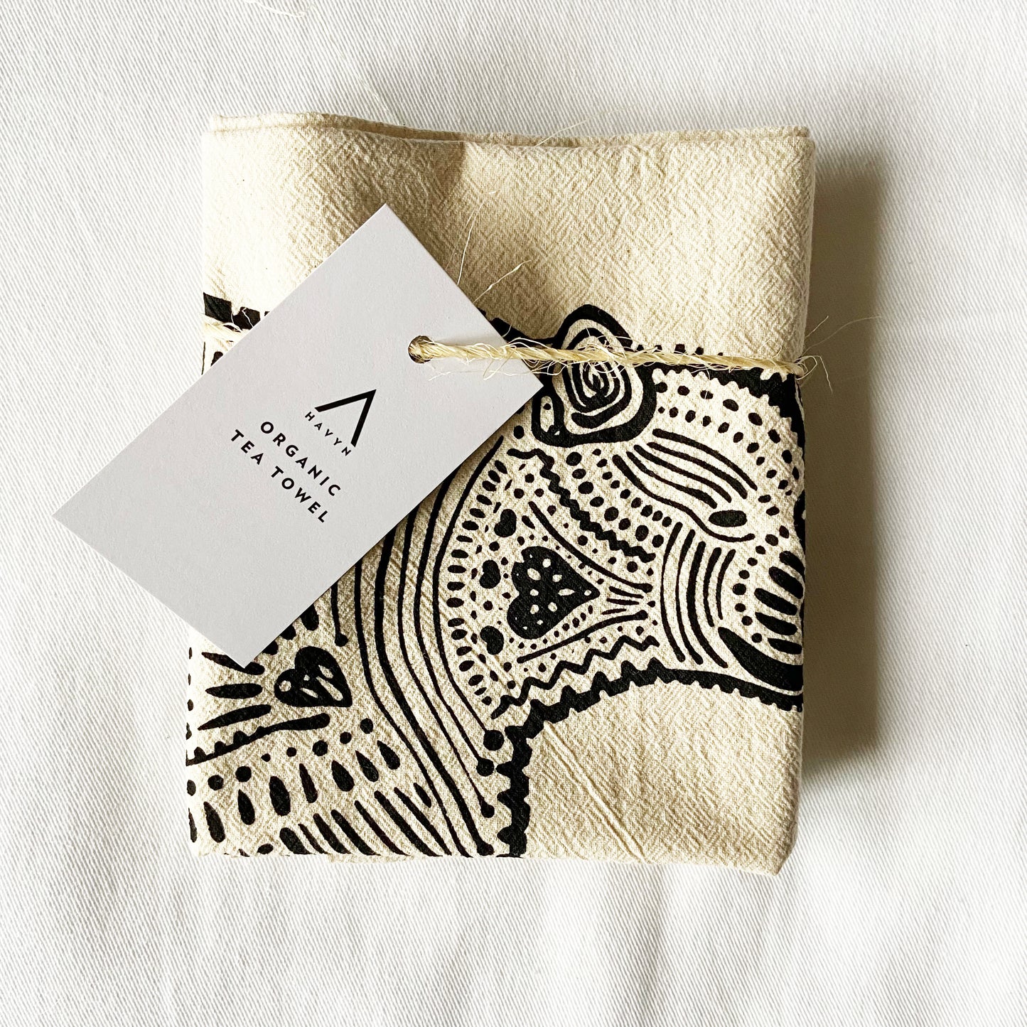 Black Bear Hand Printed Organic Tea Towel