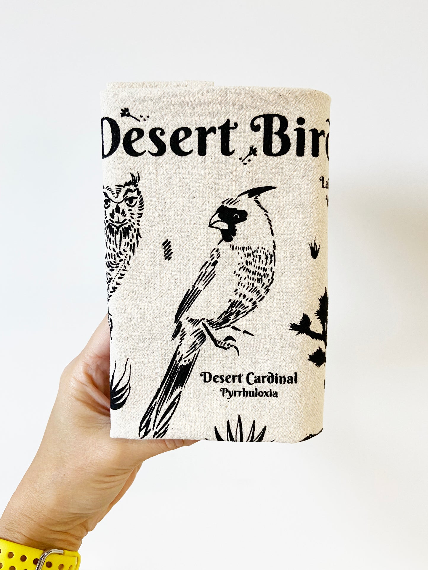 Hand Printed Tea Towel | Organic Cotton Floursack | Desert Birds | Large Kitchen Towel | Eco Screen Printed