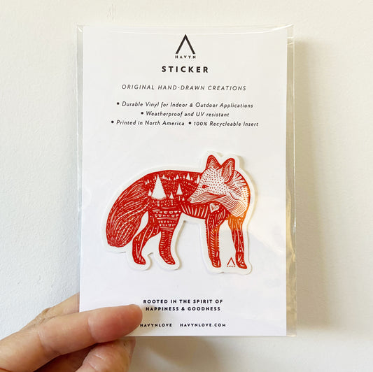 Orange Fox Vinyl Sticker