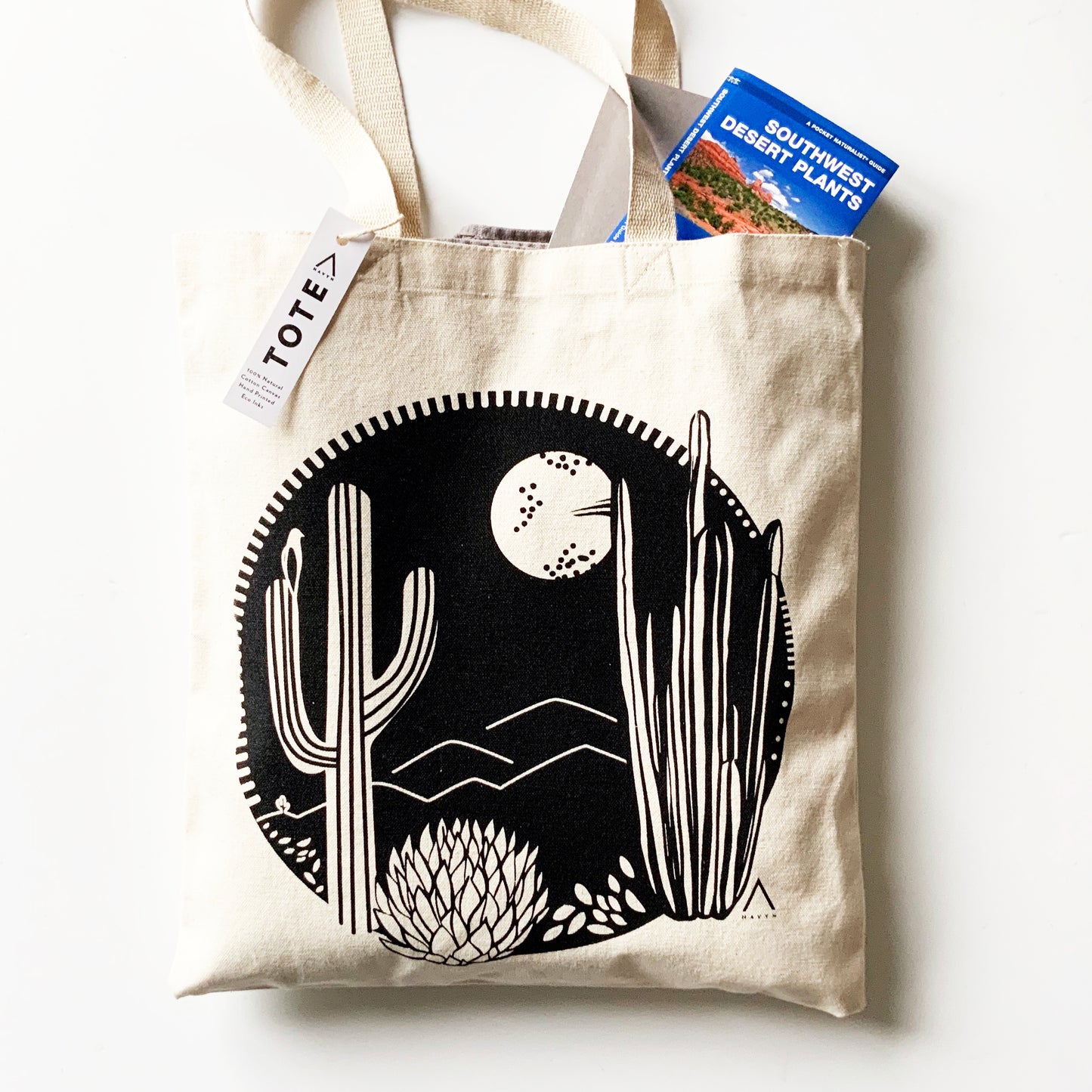 Cactus Crest Hand Printed Every Day Cotton Tote