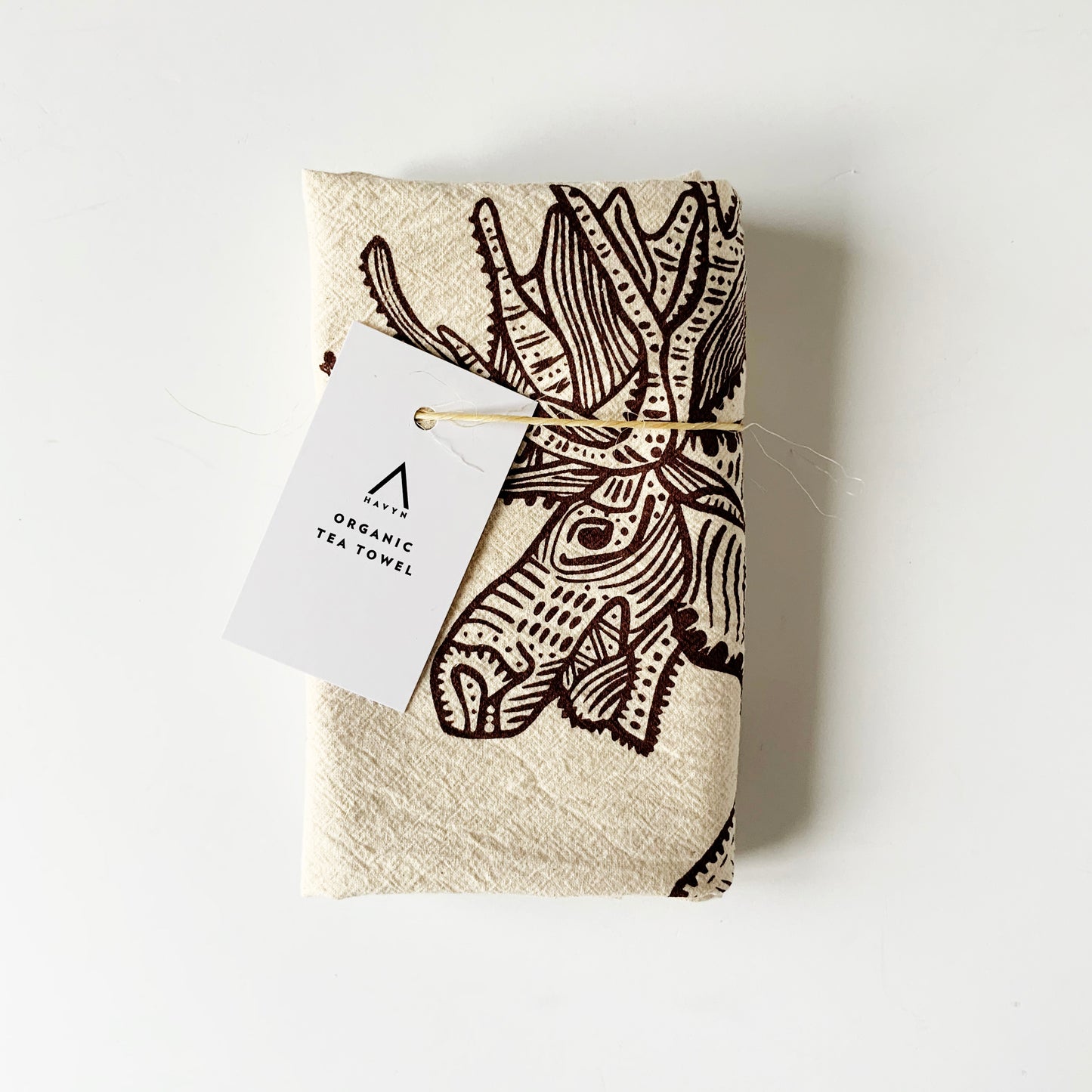 Giant Moose Hand Printed Organic Tea Towel