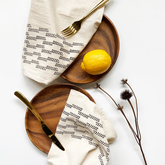 Modern Triangles Organic Hand Printed Napkins Set of 4 or 8