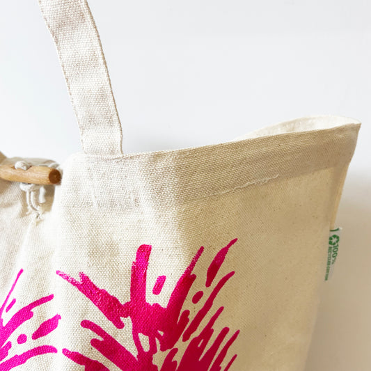 Pink Pineapples Large Recycled Cotton Canvas Tote Bag