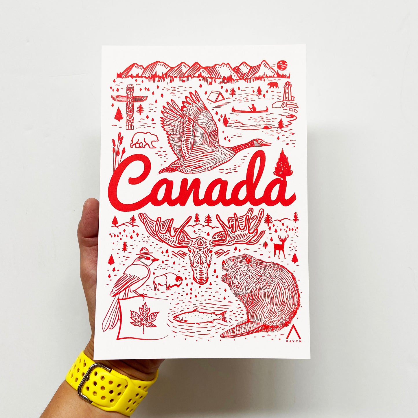Postcard - Canada Symbols - HUGE 6x9 - Recycled Paper