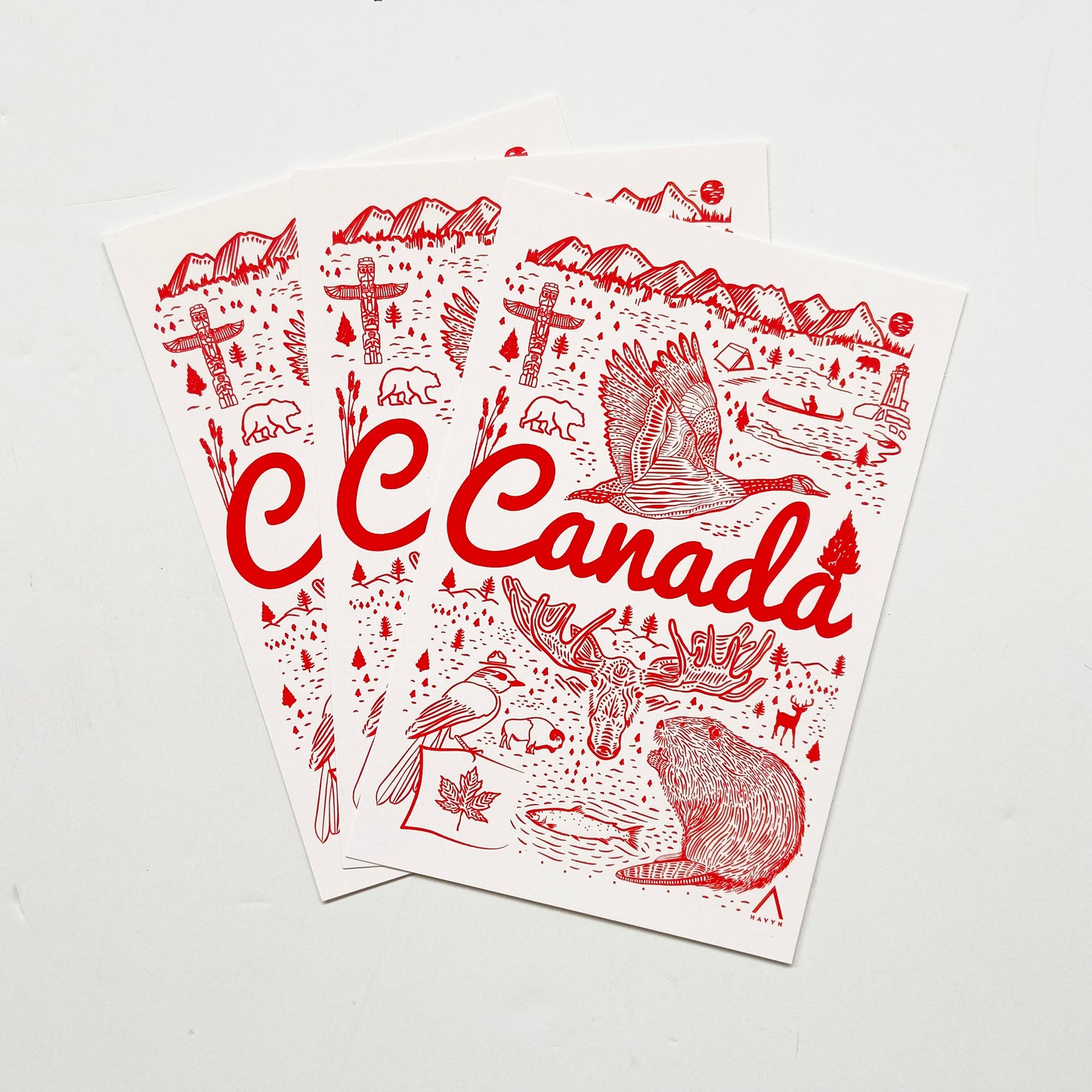 Postcard - Canada Symbols - HUGE 6x9 - Recycled Paper