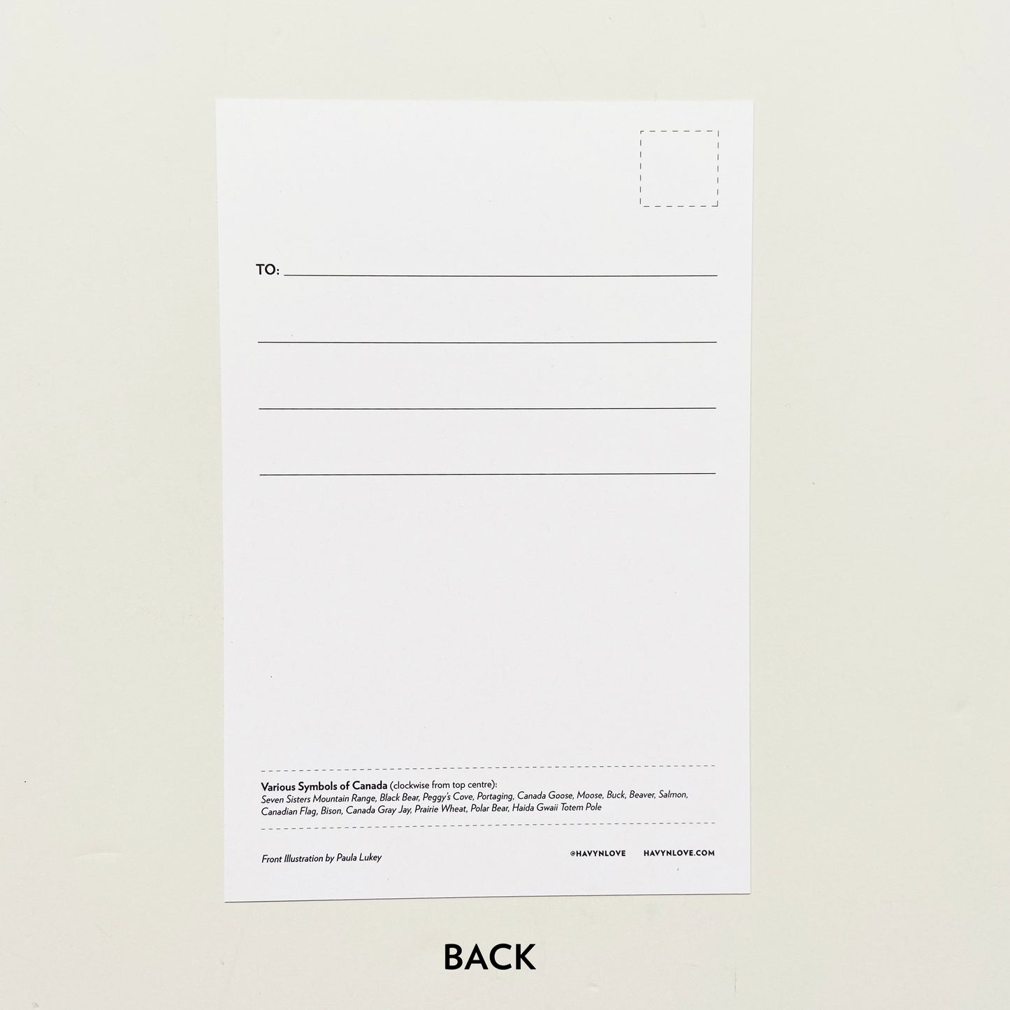 Postcard - Canada Symbols - HUGE 6x9 - Recycled Paper