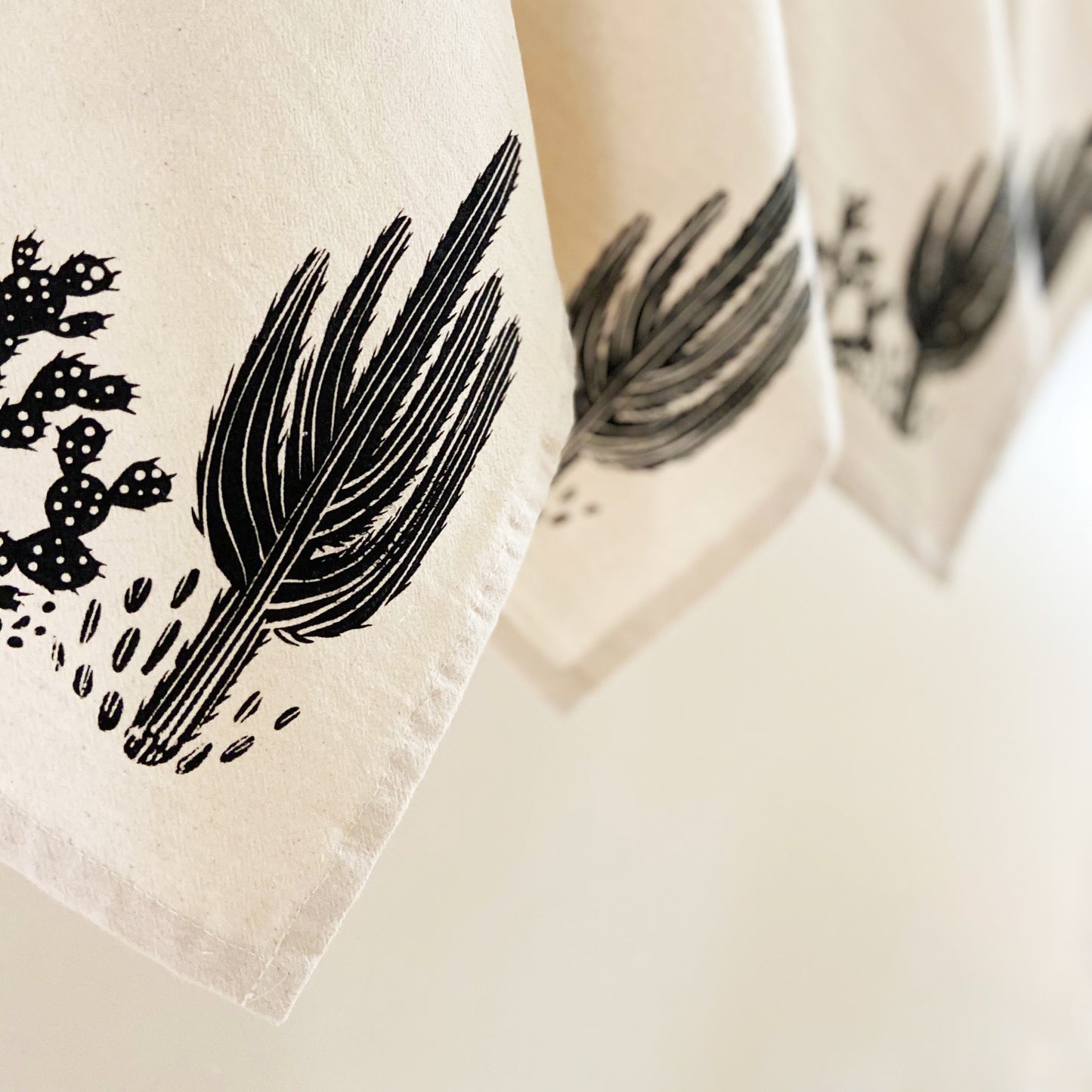 Cacti Saguaro and Prickly Pear Organic Hand Printed Napkins Set of 4 or 8