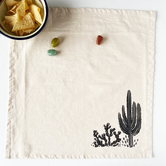 Cacti Saguaro and Prickly Pear Organic Hand Printed Napkins Set of 4 or 8