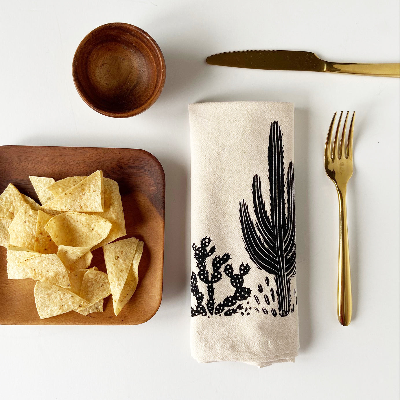 Cacti Saguaro and Prickly Pear Organic Hand Printed Napkins Set of 4 or 8