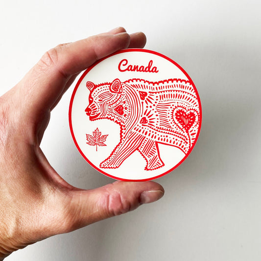 Canada Bear Red Vinyl Sticker