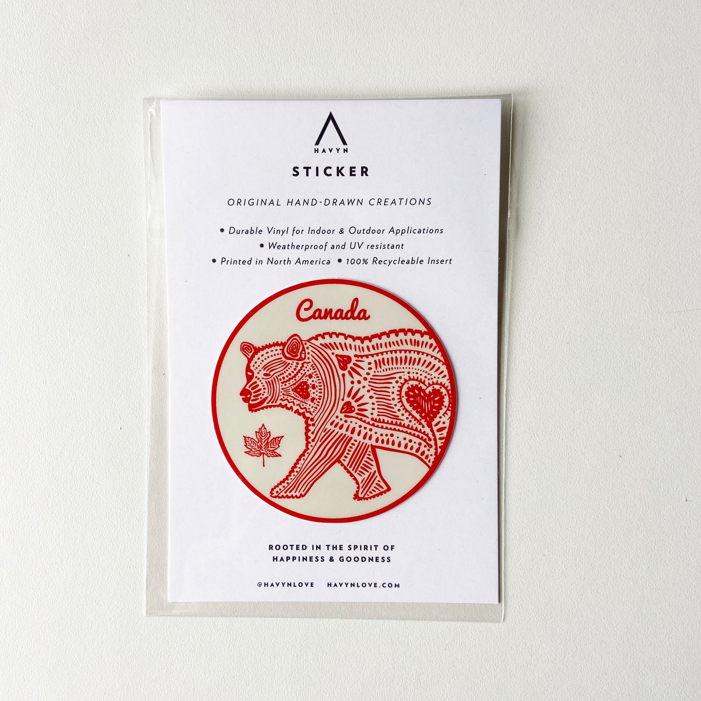 Canada Bear Red Vinyl Sticker