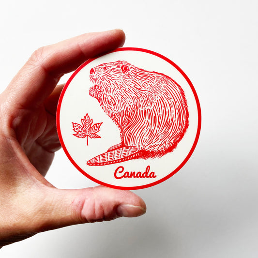 Canada Beaver Red Vinyl Sticker