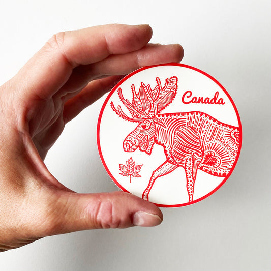 Canada Moose Red Vinyl Sticker