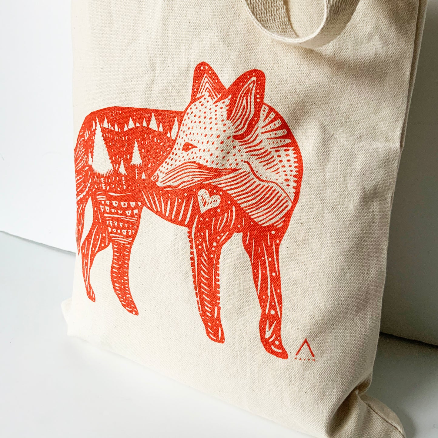 Orange Fox Hand Printed Every Day Cotton Tote