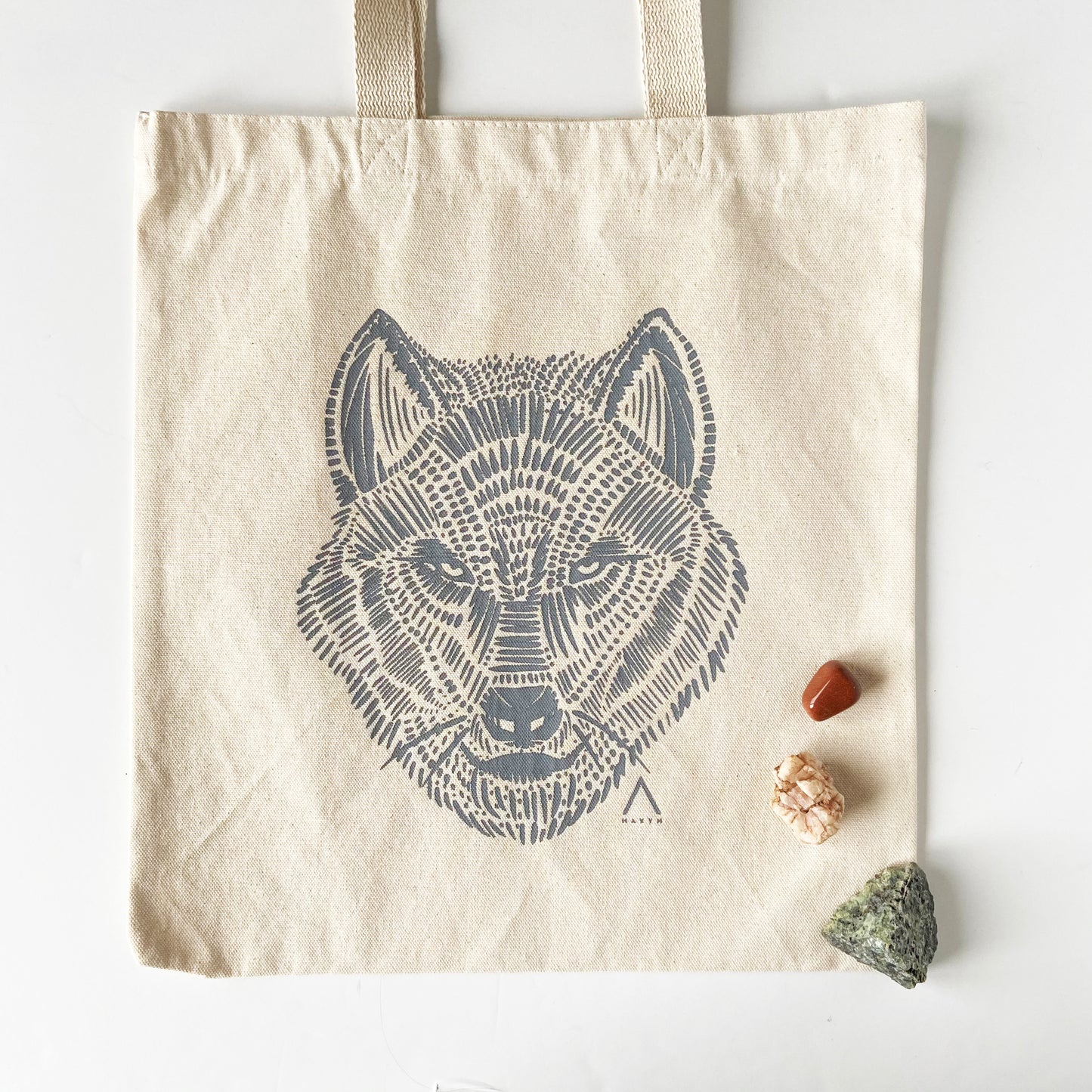 Grey Wolf Hand Printed Every Day Cotton Tote