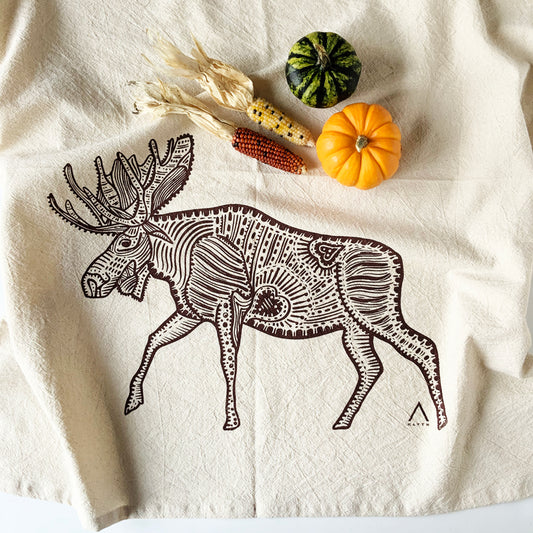 Giant Moose Hand Printed Organic Tea Towel