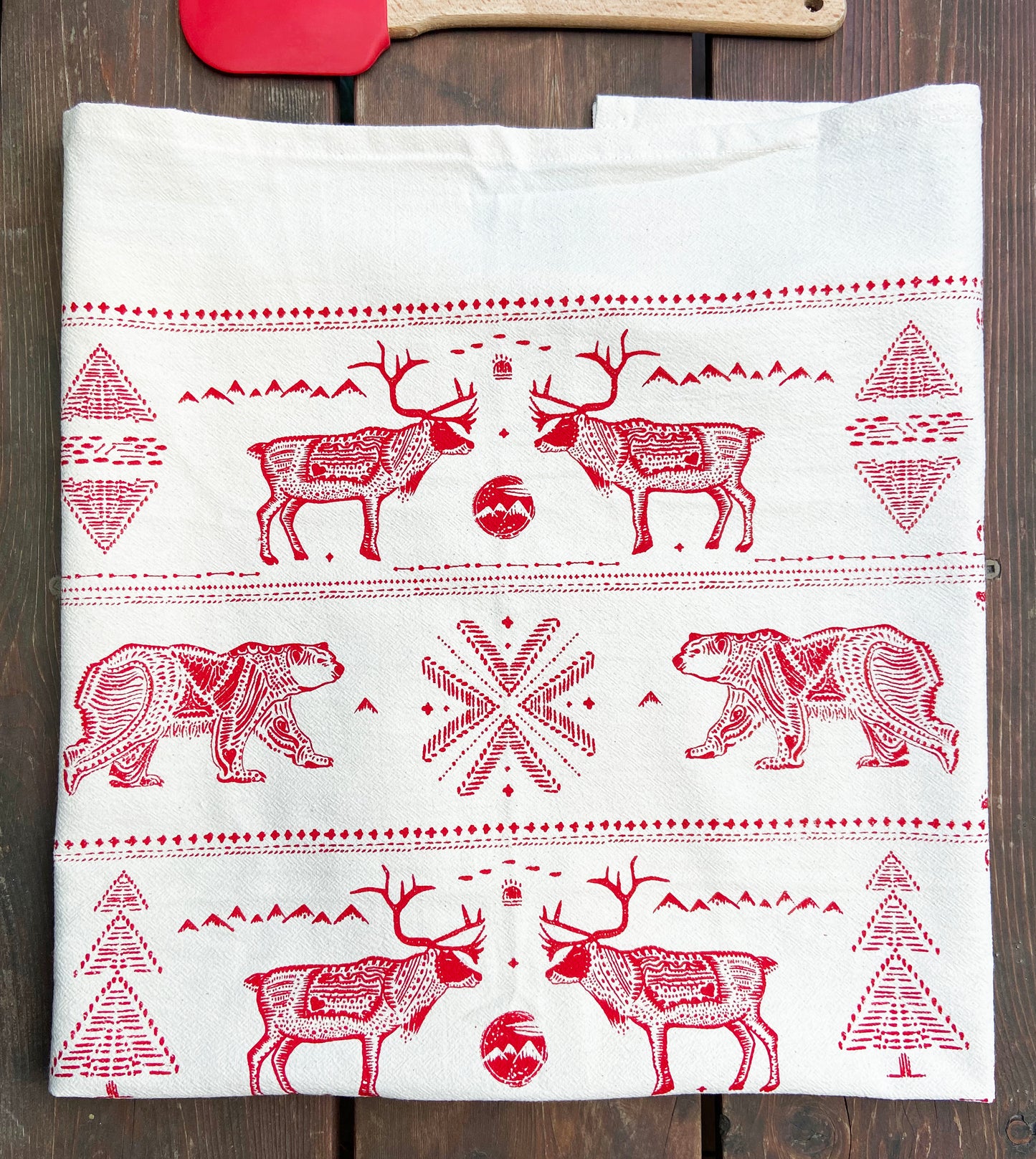 Nordic-Style Pattern Hand Printed Organic Tea Towel