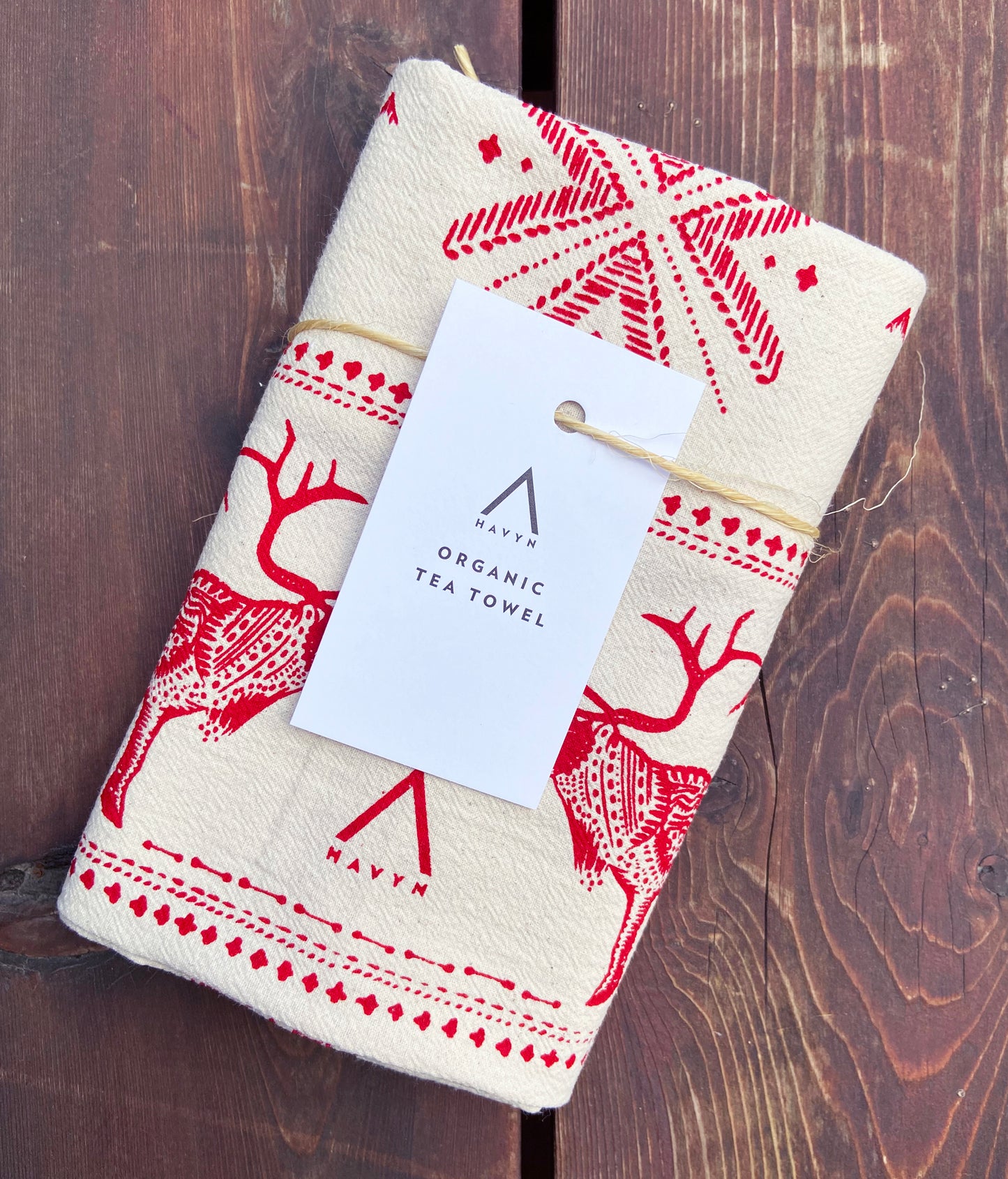 Nordic-Style Pattern Hand Printed Organic Tea Towel