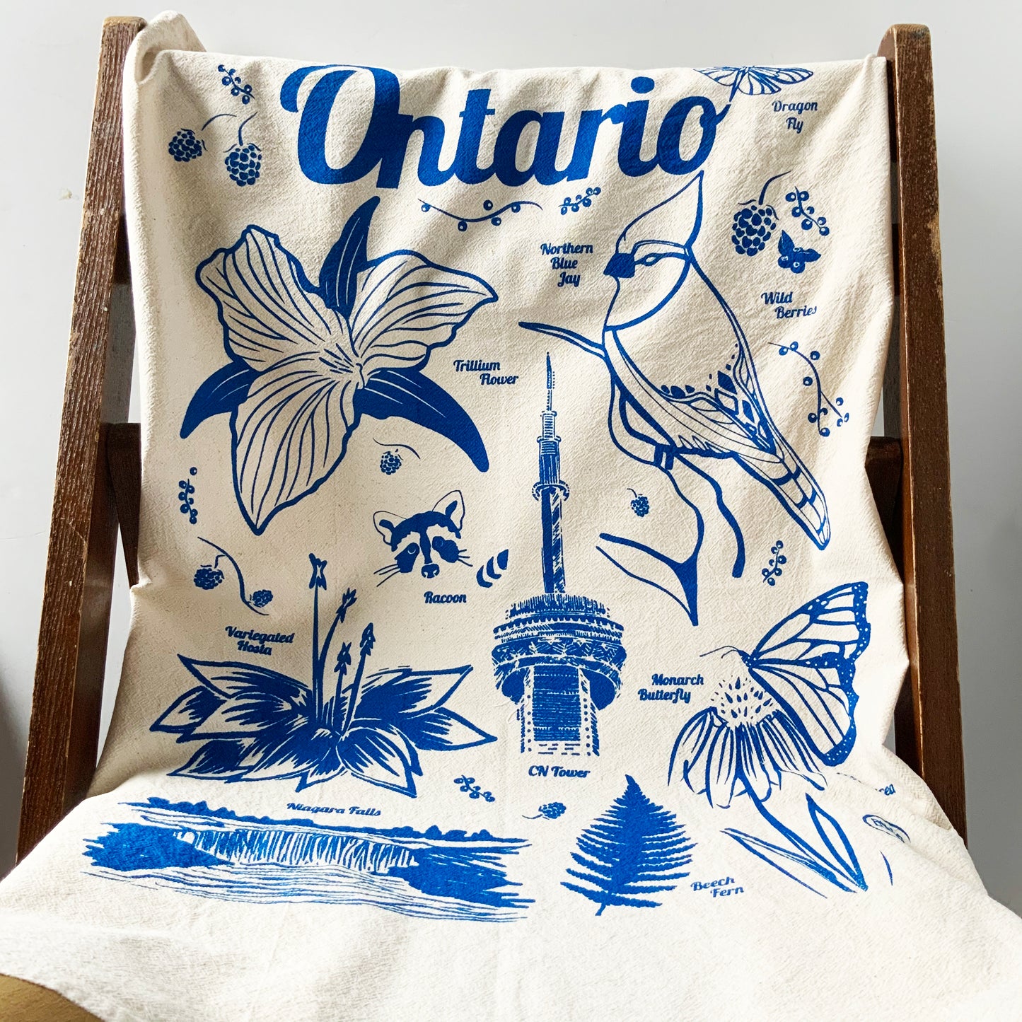 Ontario Commemorative Hand Printed Organic Tea Towel