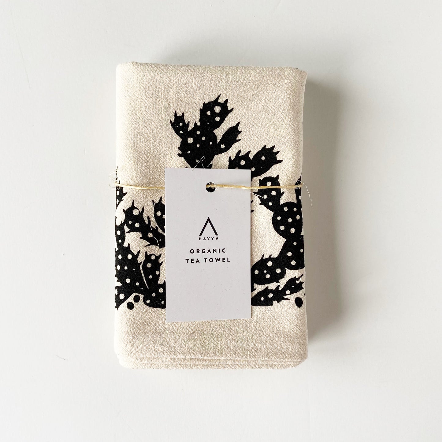 Cacti Hand Printed Organic Tea Towel