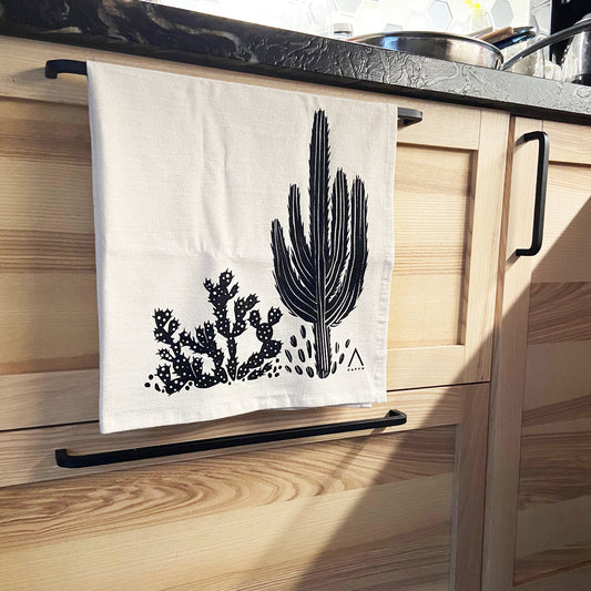 Cacti Hand Printed Organic Tea Towel
