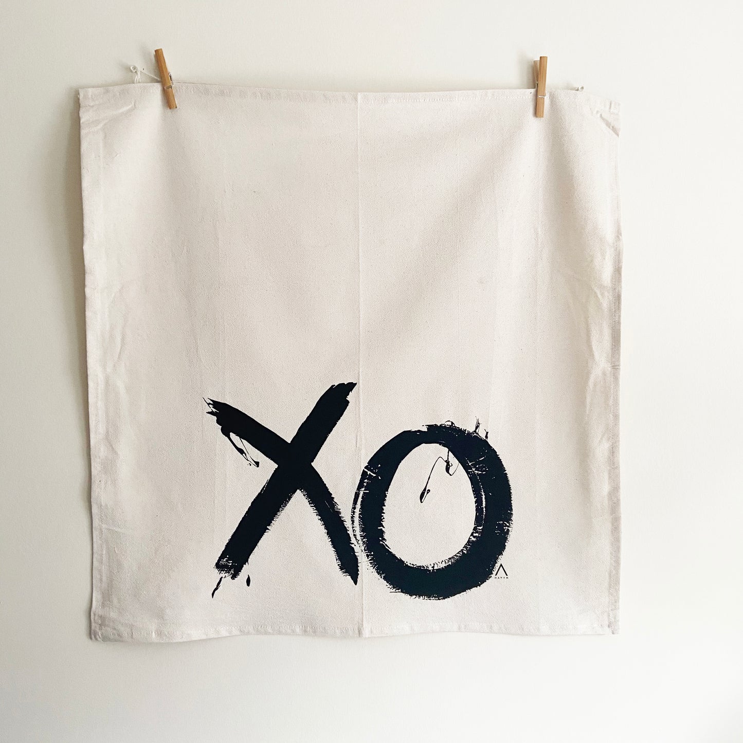 XO Hand Printed Organic Tea Towel