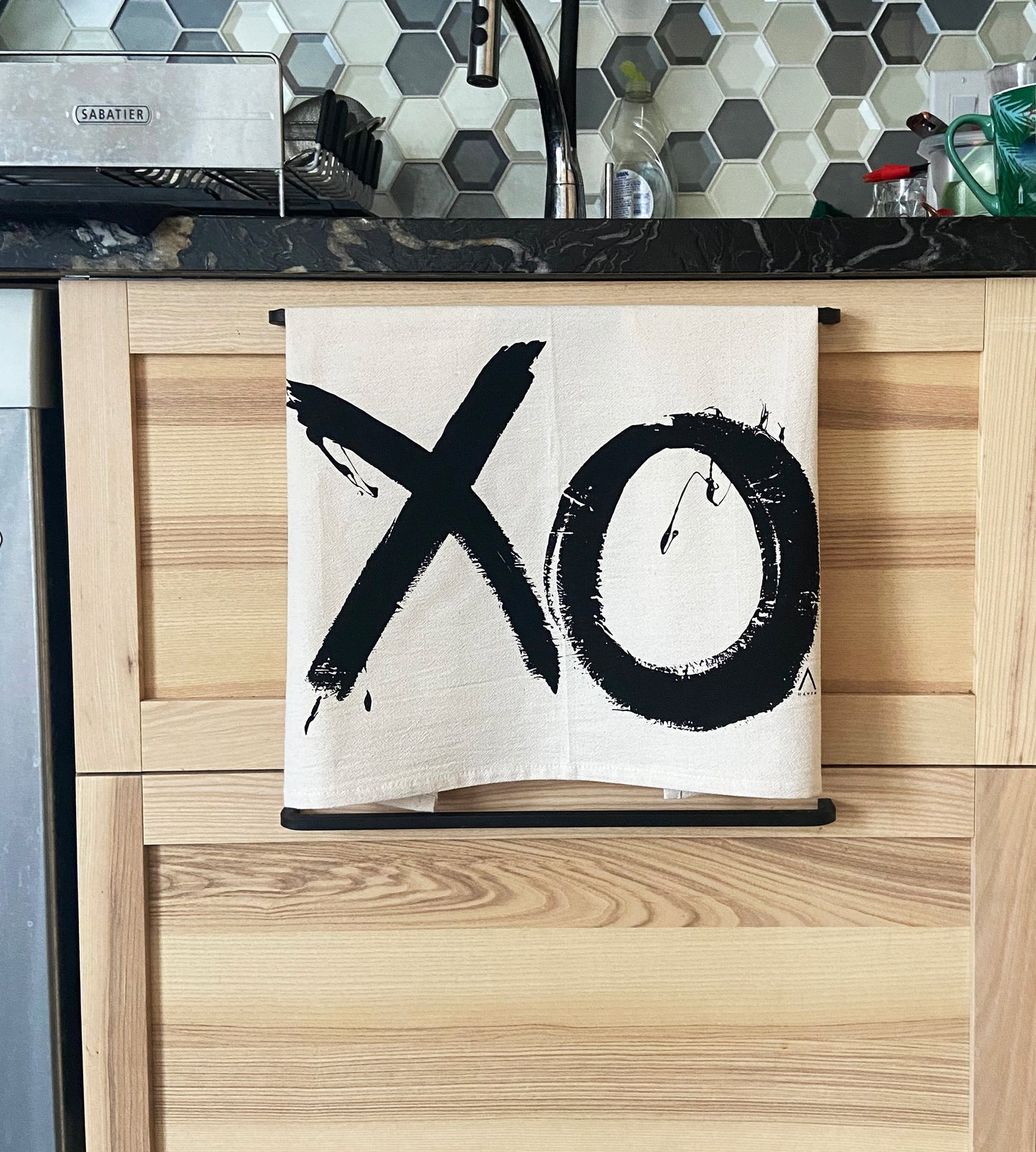 XO Hand Printed Organic Tea Towel