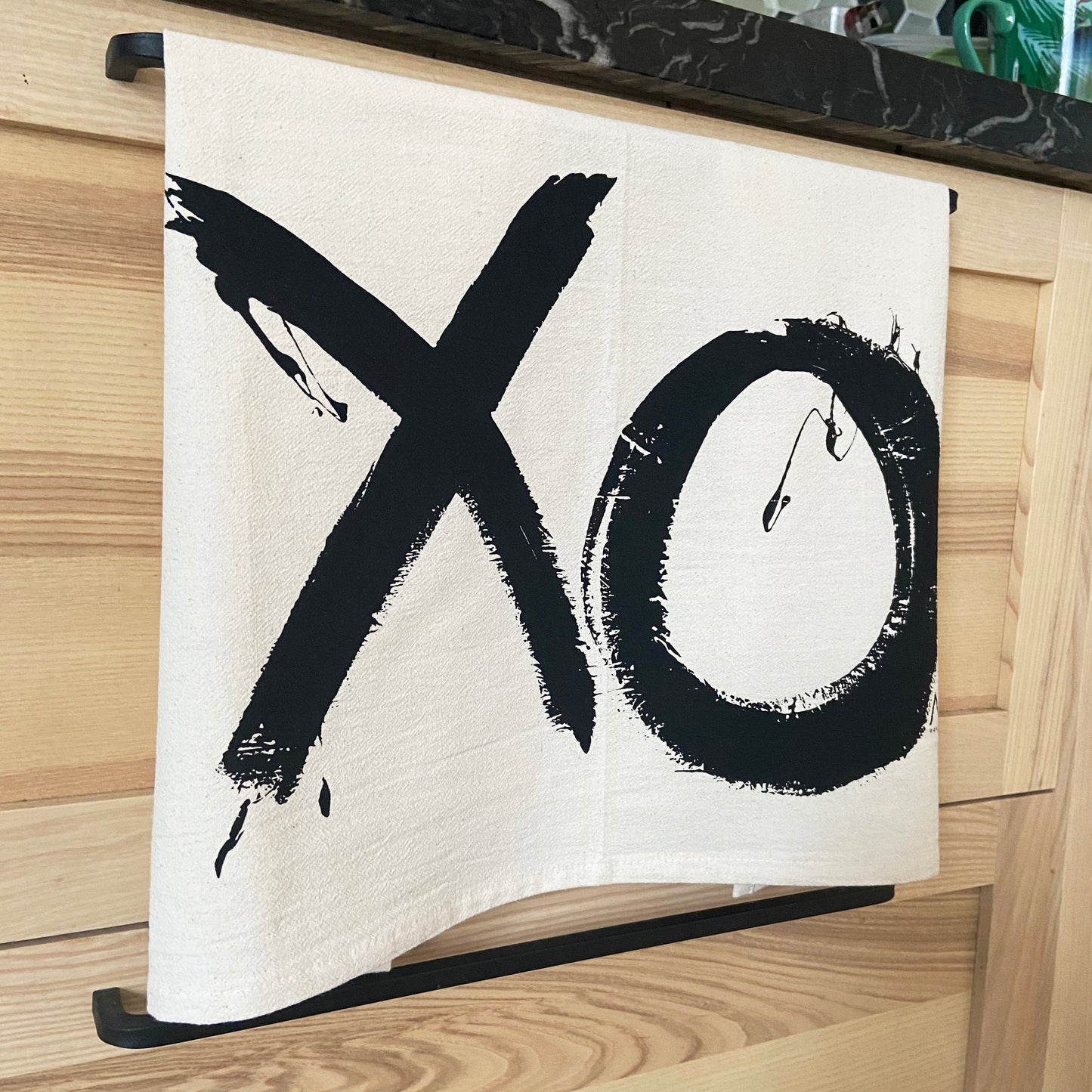 XO Hand Printed Organic Tea Towel